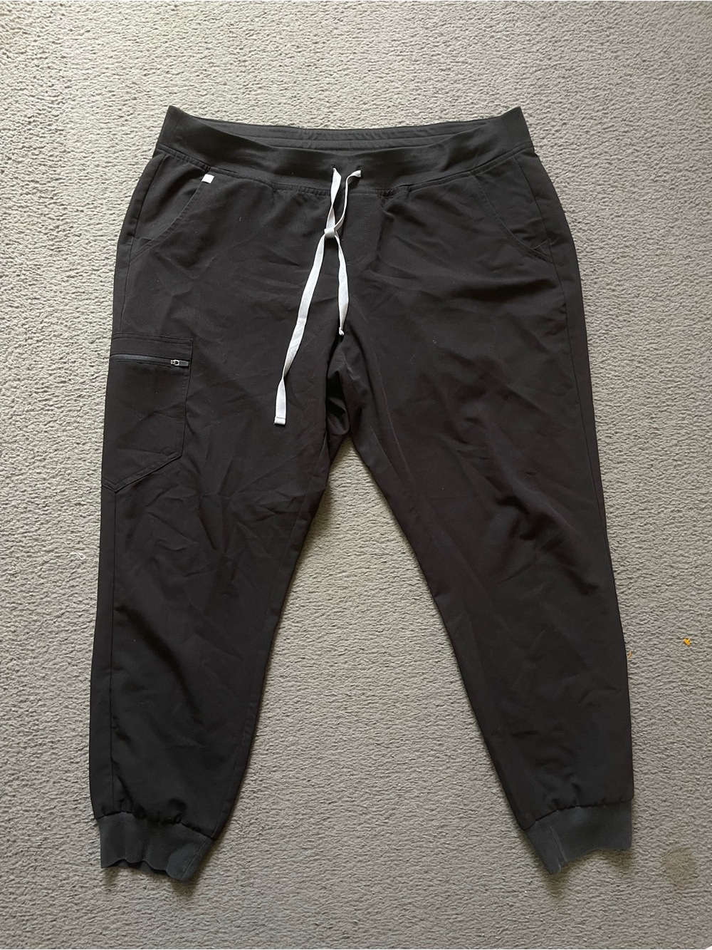 Figs Men's Black Jogger Pants with White Drawstring